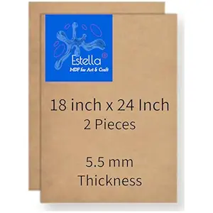 Estella® 18 x 24 Inches - 5.5 mm (2 Pieces) MDF Board - Rectangle MDF Boards for Lippan Art, Craft, Resin, Mandala, Painting, Wall Hanging Decoration (Approx 45 cm x 60 cm, 5.5 mm Thick, 2 Pieces)